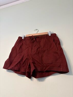 Madewell Women's Drawstring Shorts - Burgundy- NWT 100% linen